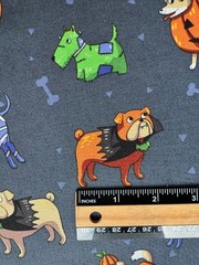 Fabric Dogs in Halloween Costume on Dark Grey – Cotton BTY