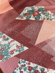 13”x42”, 13”x35” Japanese kimono silk fabric/ Katazome chrysanthemums E7