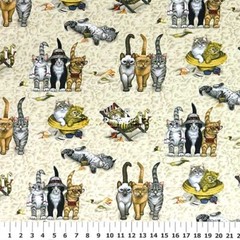 20″L x 45″W Cat on the Beach Sand Tabby Tan Cotton Fabric