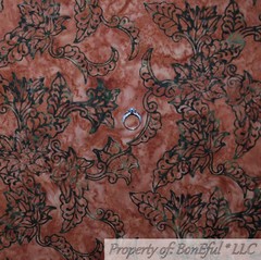 BonEful FABRIC FQ Cotton Quilt Brown Orange Tone Tonal BATIK Flower Garden Leaf