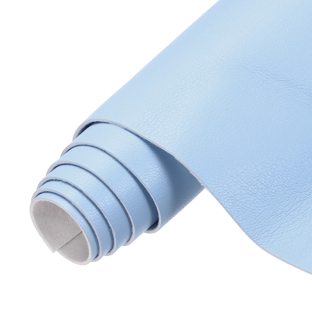 Faux Leather Sheets 12×53 Inch Solid PU Leather Fabric Blue Violet/White