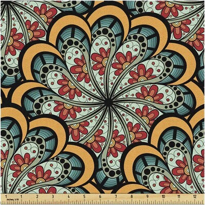 Marigold Seafoam Paisley Waterproof Fabric 36×58 inches