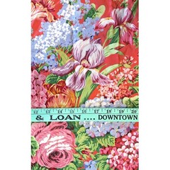 9 Yds Floral Upholstery Fabric 54″ Wide Red Cottage core Botanical Garden Print