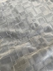Vintage 70’s Grey Velvet Upholstery Fabric Modern Geometric Print 3+ yards x 58″