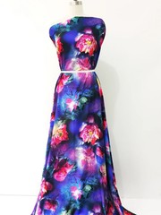 55” Wide Digitally Print Lotus Floral Viscose Fabric Dress Material Rayon