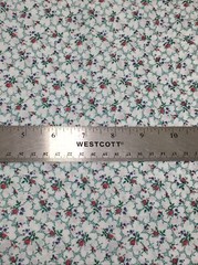 Tiny Red Roses & Purple Blossoms Green Accents on White VTG Cotton Fabric 24″