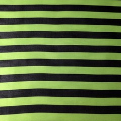 Neon Lime Green Black Striped Chiffon Fabric 58″ By The Yard Half Inch Stripe