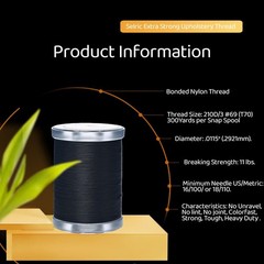 Selric 300Yards Extra Strong Bonded Nylon Thread for Leather Sewing, Silver H…
