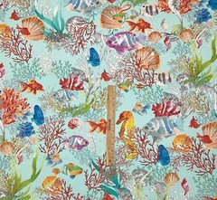 HAMILTON SEAWORLD AQUA BLUE TROPICAL FISHES MULTIUSE FABRIC BY THE YARD 54″W