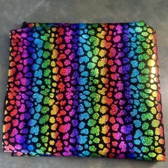 Rainbow Holographic Leopard Fabric 44×72 Glitter Foil Rave Dance Cosplay Shiny