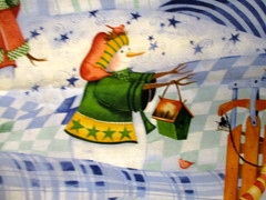 5-2/3 YDS AUTUMN SNOWFALL HILLS SNOWPEOPLE BLUE HILLS 100% COTTON DAISY KINGDOM
