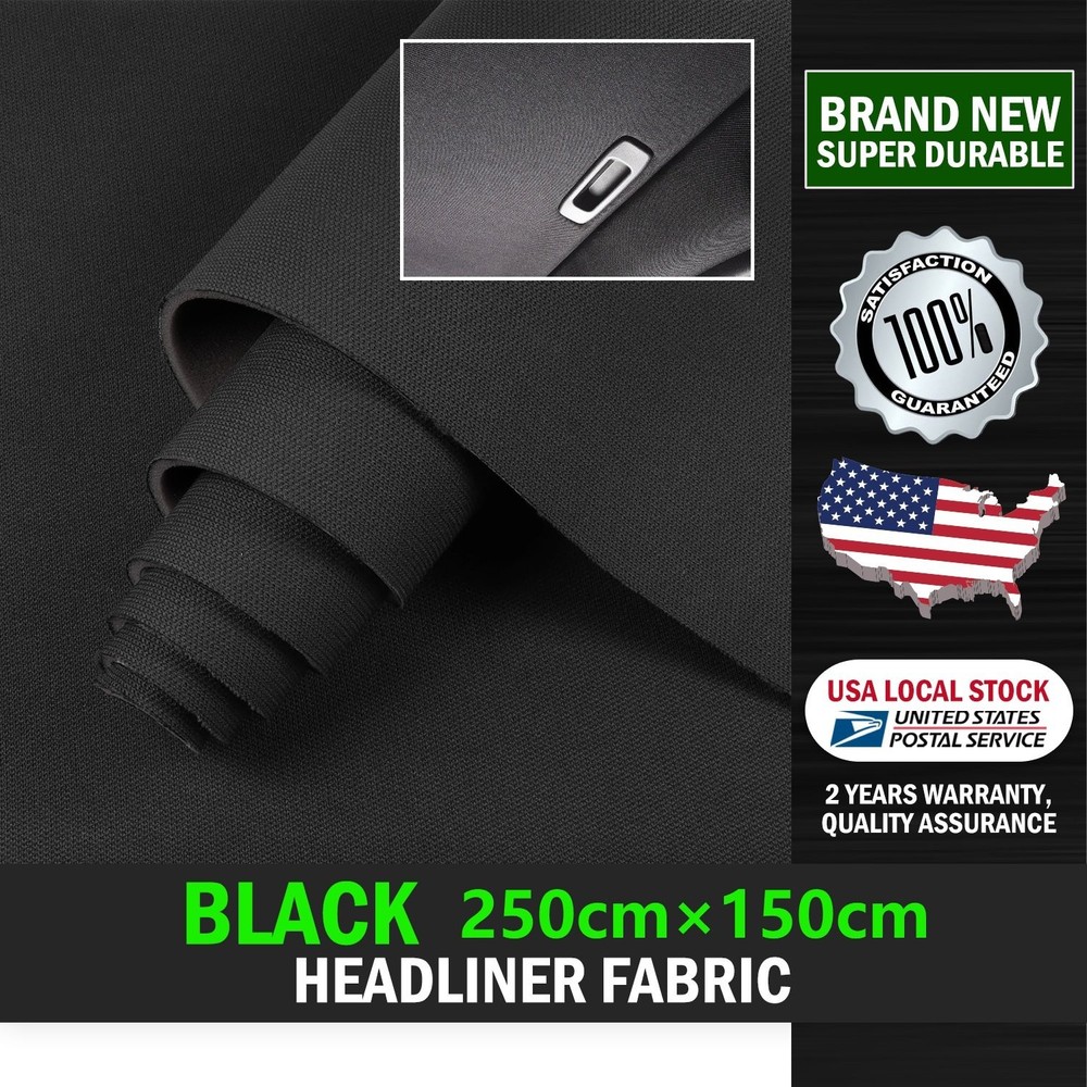 98×60 Inch Black Headliner Fabric Material DIY for Car/Truck/SUV Roof Upholstery