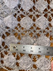 Grey Rose Flowers Fabrics 3D Lattice Wedding Tablecloth Decoration 5 ydx56″