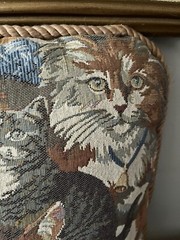 Cat Tapestry Throw Pillow Siamese Persian Tabby Black Ginger Cats Rope Edge 16”