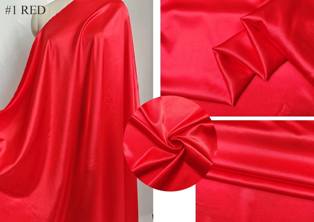 58”Wide Slightly Stretch Satin Material Silky Charmeuse Fabric For Wedding Gown