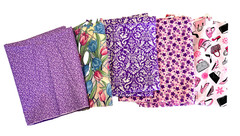 5 Pieces Vintage Quilting Fabric Assorted Patterns Tulips, Purses, Flowers NEW!