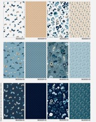 Midnight In Bloom Fat Quarter Pack By Camelot Birds Butterflies Navy & Peach