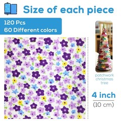 120 Pcs 4” x Cotton Craft Fabric Squares, DIY 120pcs, Multicolored