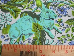 Tula Pink Cotton Fabric 1 FQ 18″ x 21″ Rabbits Hoppy Go Lucky Blue & Green