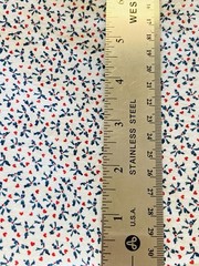 Tiny Green Bows Red Hearts on Cream VTG Cotton Fabric 2 Yards x 44″ Width