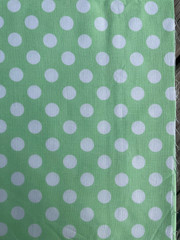 Green White Polka Dot Fabric 1.5 Yard Remnant 100% Cotton 43” Wide Dot Print