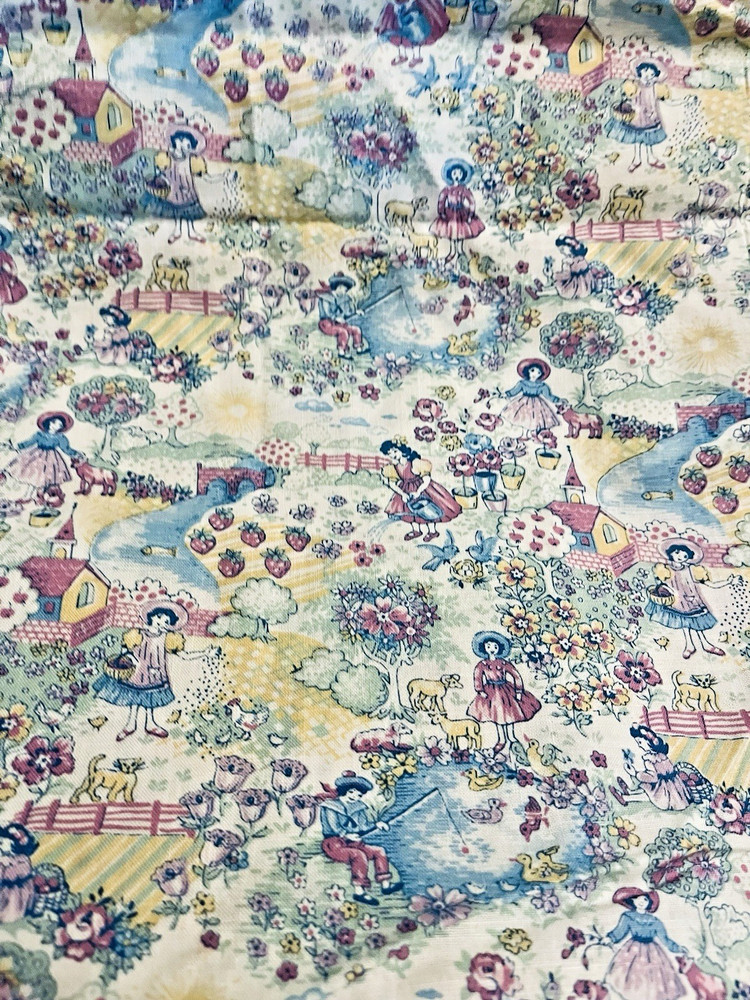 VTG Pastel Pastoral Nursery Rhyme Scene by Joan Kessler for Concord BTFQ
