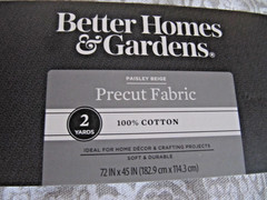 Better Homes & Gardens Precut Fabric 4 Yards Paisley Gray NEW 100% Cotton 2 Pkg
