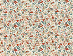 GUELL LAMADRID CURTAIN FABRIC DESIGN Lys 6 METRES COTTON BLEND AQUAMARINE/RED