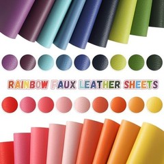 18 Pieces Faux Leather Sheets 8×12 inches Rainbow | Soft Leather Fabric Colourfu