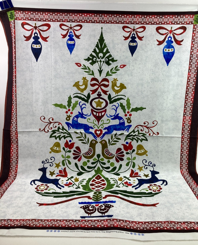 Scandinavian Tree Fabric Panel New Snow Deer Partridge In The Beginning Studio