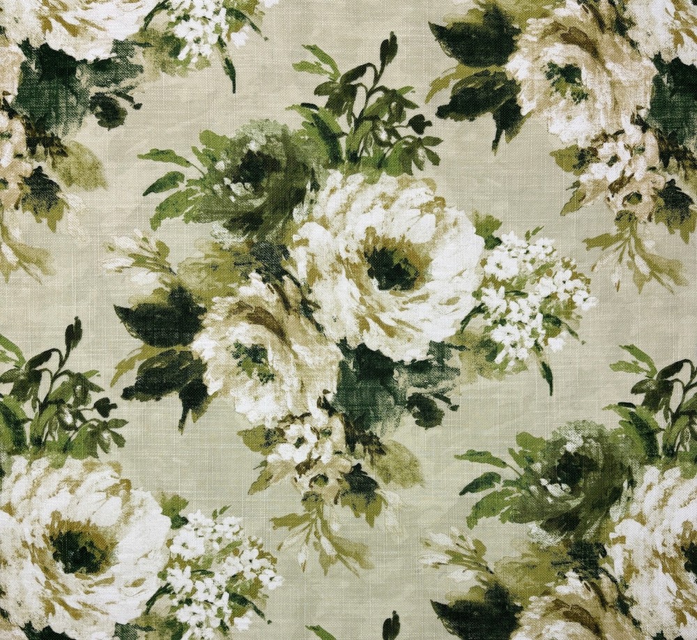BALLARD DESIGNS MERRITON SAGE GREEN LARGE FLORAL MULTIUSE FABRIC BY YARD 54″W