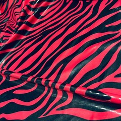 Red Zebra Animal Print 4-Way Stretch Fabric 60″Wide Swimsuit Spandex By The Yard