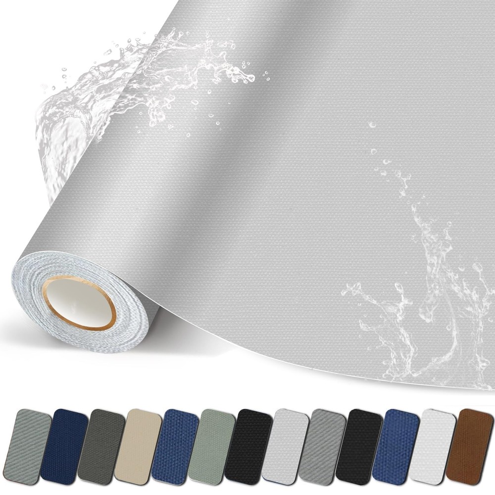 Lifenion Fabric Repair Patch, Self Adhesive 17X158 Inch, Canvas White