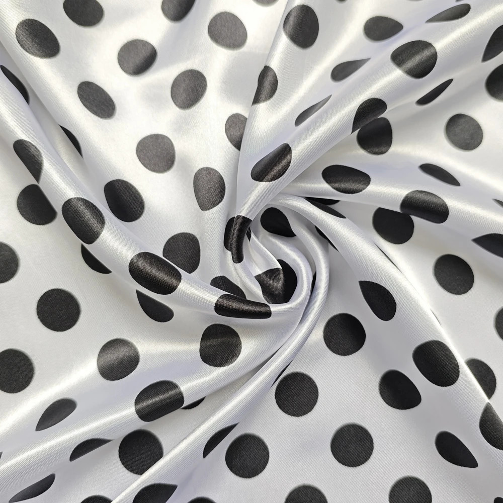 58” Wide 2cm Big Polka Dots Satin Fabric Polyester Diy Sewing Crafts Material