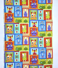 Googlies Monsters Cheater Quilt Blocks Juvenile Cotton Fabric Benartex 1.5 YDS
