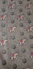 Premium Woven Indian Elephant Palm Tree Striped Cotton Upholstery Fabric 2+ Yds