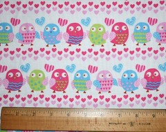 OWL Fabric Hobby Lobby Love Birds 3.3 Yards 100% Cotton Pink Blue Heart Quilting