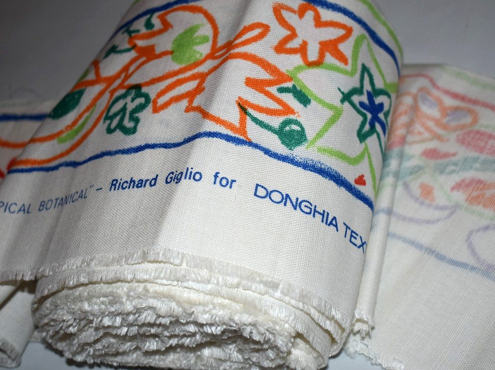 32 Yds Vtg 1992 Donghia Fabric Border Trim Richard Giglio Tropical Botanical 7″W