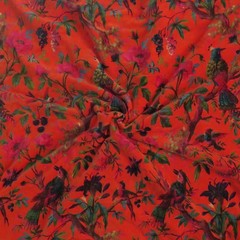 Luxury Cotton Velvet Fabric: Bird Print Upholstery, Home Decor By The Yard