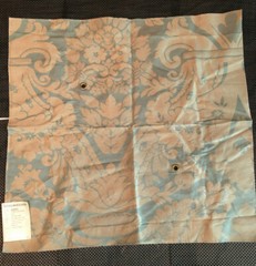 SCHUMACHER Fitzroy Linen Damask in Aqua Blue 25 x 26 1/2″ Fabric Sample