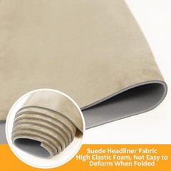 Suede Headliner Fabric with Foam Backing Material – Beige 96*60 Inch