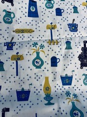 VTG 50-60`s Kitschy Kitchen & Parlor Decor on White Turquoise & Stars BTHY