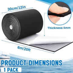 12In X 20Ft Black Boat Trailer Bunk Carpet with Adhesive, Marine Outdoor Polyest