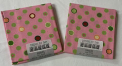 Design By The Piece Fat Quarter Lot Of 2 Pink Green Polka Dots 100% Cotton