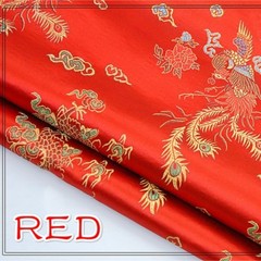 Chinese Satin Silk Dragon Phoenix Fabric Cloth Cheongsam Costume Upholstery DIY