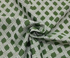 JIM THOMPSON LATTICE WEAVE BASIL GREEN EPINGLE GEOMETRIC FABRIC BY YARD 52″W