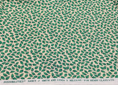Vtg Possibilities Green Holly Leaf Fabric By Smith & Milligan Henry Glass 1+ Yds