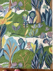Thibaut F945009 Albero Green and Blue Cotton Chintz Fabric 5 Yards