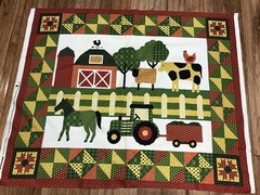 Country Calico Farmhouse lg. quilt block cotton Fabric Panel sewing 36 ” x 44″