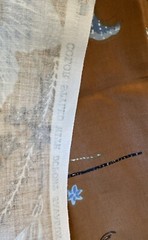 Vintage Fabric Polished Cotton Brown Tropical Print Blue Savalux 70s 1 Y B1